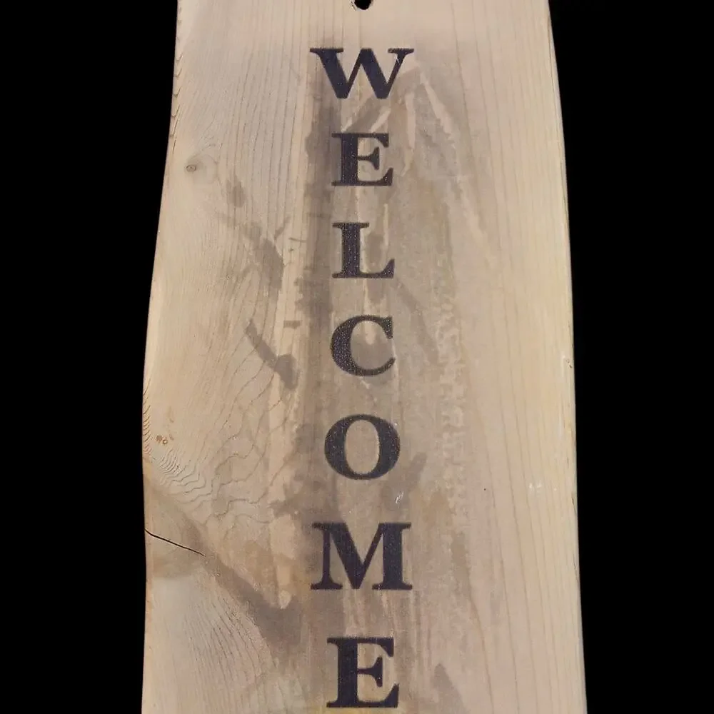 Welcome Wall Plaque Hand Painted Black Lab Dog Signed Gift Wood Graphixs Inc 18